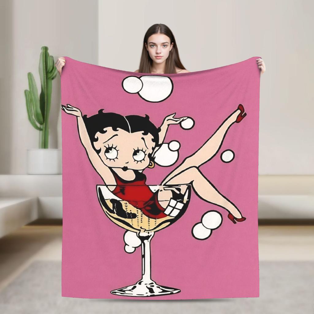 B-Bettys Boops Warm Blanket Kids Plush Throw Blanket Aesthetic Couch Chair Flannel Bedspread Sofa Bed Cover