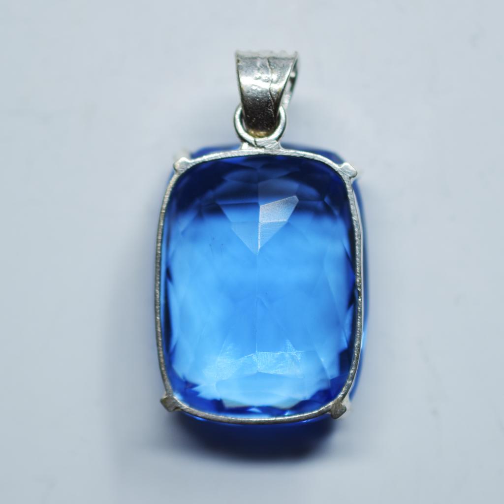 Pendant Natural Blue Topaz Cushion Cut 113.10 Certified 925 Sterling Silver Gems My-394-k