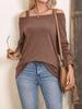 European and American Women's Fashion Off-the-Shoulder Long Sleeve Solid Color Top