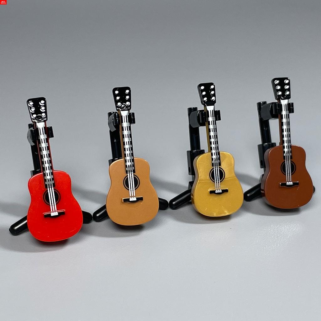 MOC Bricks DIY Music Instrument Guitar Bass saxophone Microphone Loudspeaker Box Educational Building Blocks Toys Gifts