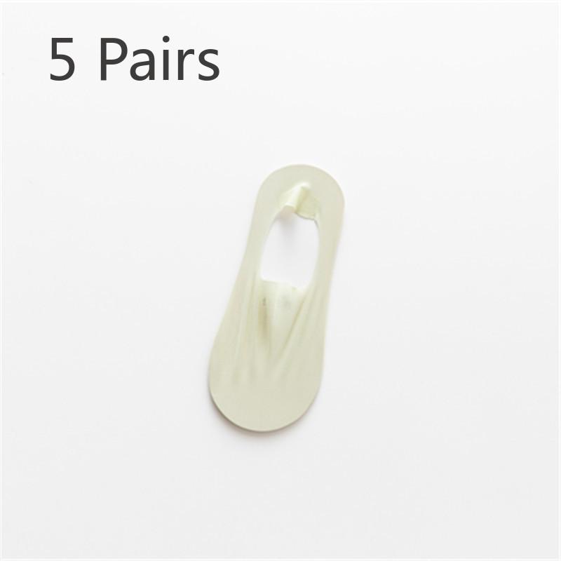 5 Pairs of Women's Summer Solid Color Invisible Thin Ice Silk Shallow Mouth Boat Socks