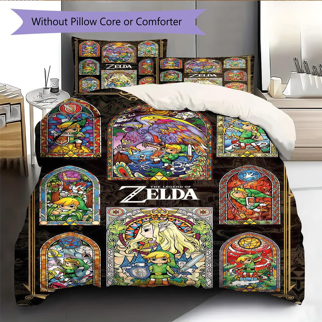 Fantasy and action Pattern Bedding Quilt Set Quilt Cover Pillowcase Home Decoration Birthday Gift (1 * duvet cover + 2 * pillowcase, without core)