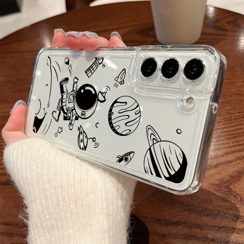Astronaut Aircraft Route Phone Case For Samsung Galaxy S25 S23 S24 S22 Ultra Plus Soft Cover For Galaxy S24+ S23+ S25+ Shell