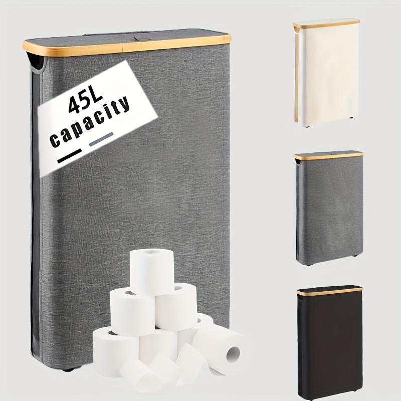 

Компактная корзина для хранения туалетной бумаги с крышкой, Многофункциональная складная корзина для хранения бумаги, Самоклеящийся тип крепления серый