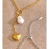 Yhpup Stainless Steel Baroque Simulated Pearl Heart Chain Drop Charm Necklace Rust Proof Popular Fashion Charming Jewelry 2026