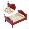 Miniature Birch Wood Upholstered Double Bed And Bedroom Accessories Furniture 1:12 Scale Doll House
