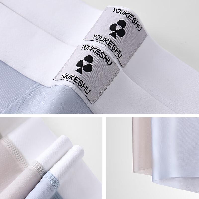 YouKeShu Men's Ice Silk Antibacterial Boxer Briefs