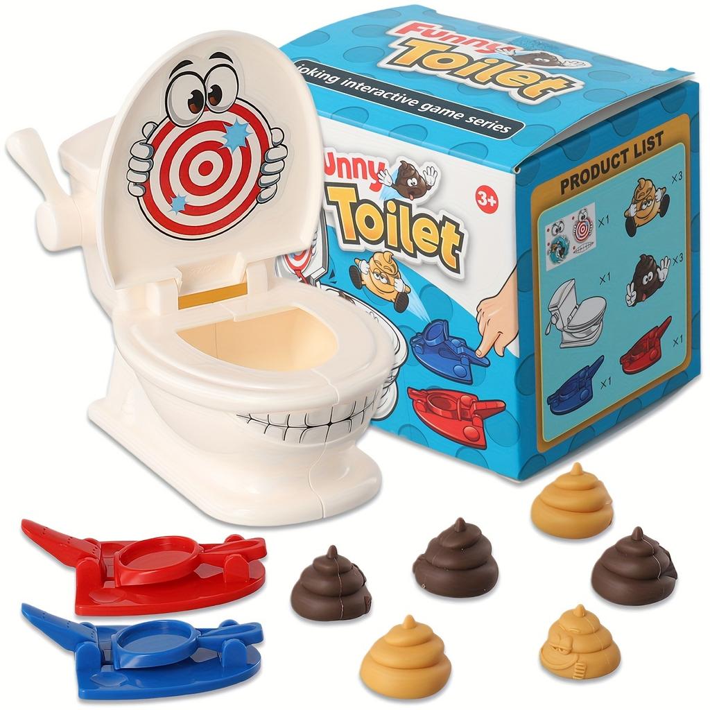 1set Poop Shooting - An Interesting Family Game - Poop Shooting Game Includes 1 Toilet,2 Rapid Shooters,6 Soft Plastic Toy Poops