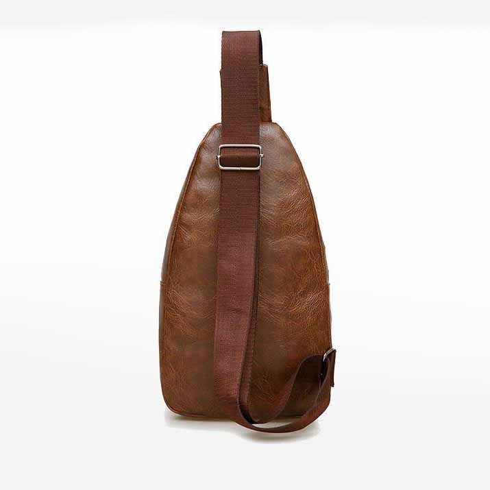 Usb Men Portable Rechargeable Leisure Diagonal Span Package Outdoor Sports Pu Chest Bag