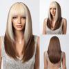 LOUIS FERRE Blonde Middle Part Synthetic Wigs for Women Girls Long Straight Natural Hair Daily Cosplay Heat Resistant Fiber Wigs