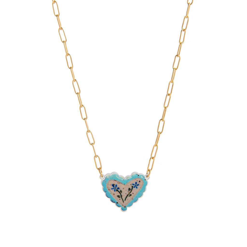 Ceramic Love Star Necklace Small Flower Tai Chi Color Printed Pendant 14K Fresh And Sweet