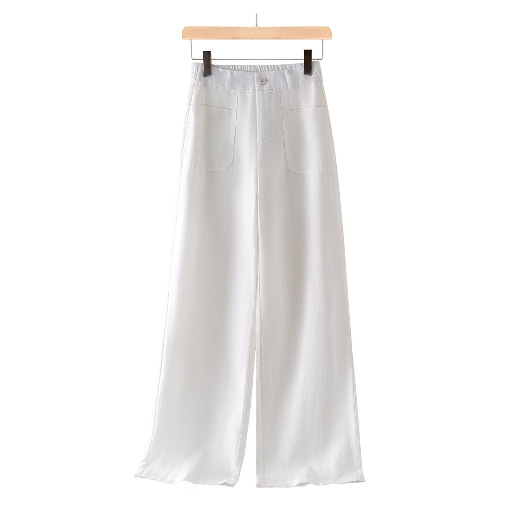 Tencel linen wide-leg pants women's 1116 summer new high-waisted and thin drape casual pants skin-friendly and breathable straight-leg pants