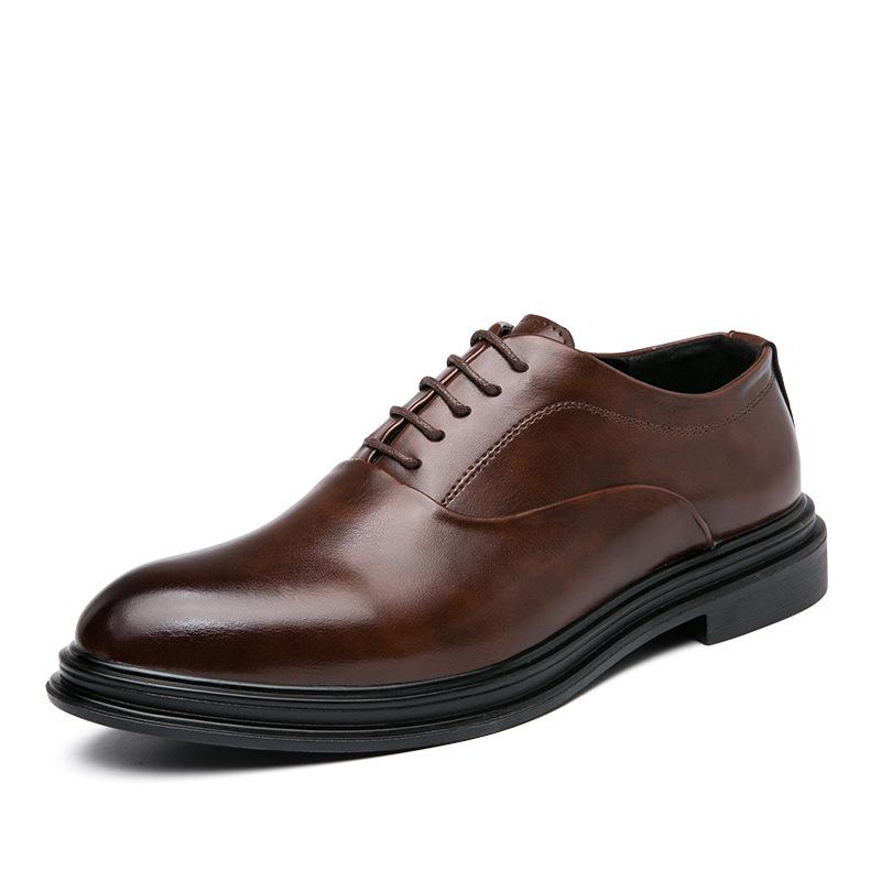 Spring Brogue Men s Height-Boost Leather Shoes – British Korean Style, Formal & Casual Wedding Shoes 41 коричневый