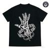 Y2K Metallic Hand Print T-Shirt Men Women Hip Hop Streetwear Oversized Cotton Short Sleeve T Shirt Summer Harajuku Punk Tops Tee