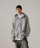 Ezkaton Heavy Loop Neck-Up Zip-Up Hoodie Grey Shot6743