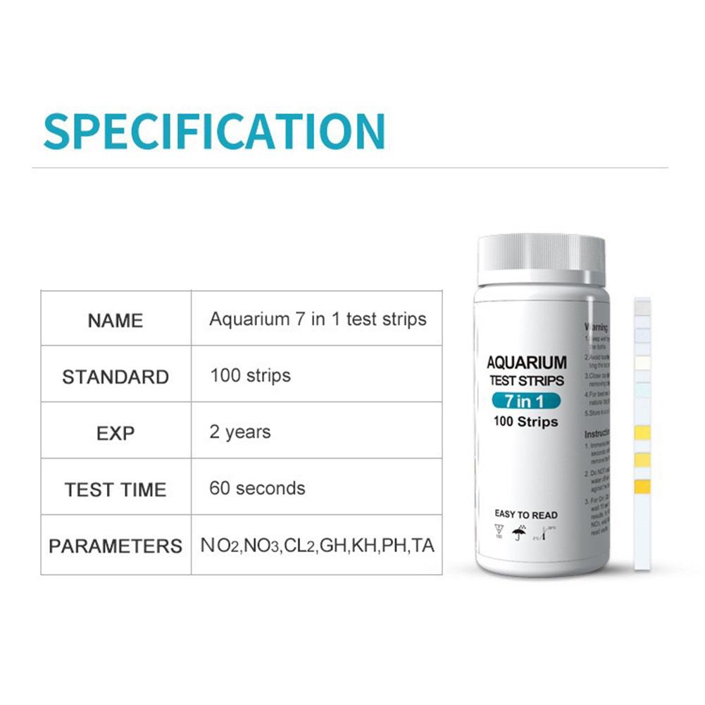 100pcs Aquarium Test Strips 7 In1 Fish Tank Pond Test Strips Freshwater