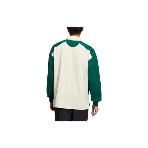 adidas Originals Casual Zip-Up Long-Sleeve Polo Shirt Men’s Dark Green