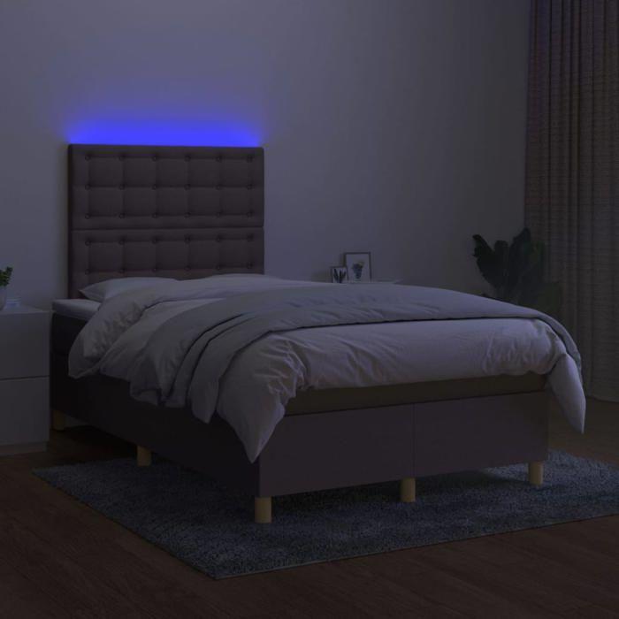 Sommier tapissier - Maison Exclusive - 120x200cm - Matelas à ressorts - Bande LED colorée - Tissu taupe