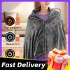 3 Heating Level USB Heated Shawl Electric Heating Blanket Wearable Heated Poncho Throw Heated Throw Blanket for Camping Hiking