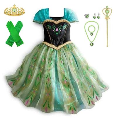 CREDIBLE Princess Cosplay Luxury Green Ribbon Heart Magic Original TT372C Dress, Kids' Costume, 9-Piece Set, (Princess Dress, Gloves, Tiara, Wand,