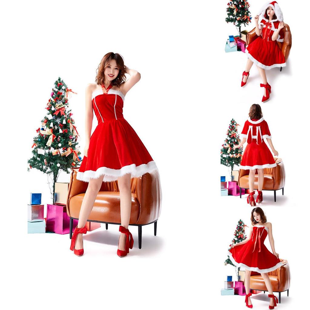 Christmas Costume Red Drooping Ear Rabbit Dress For Holiday Party Women