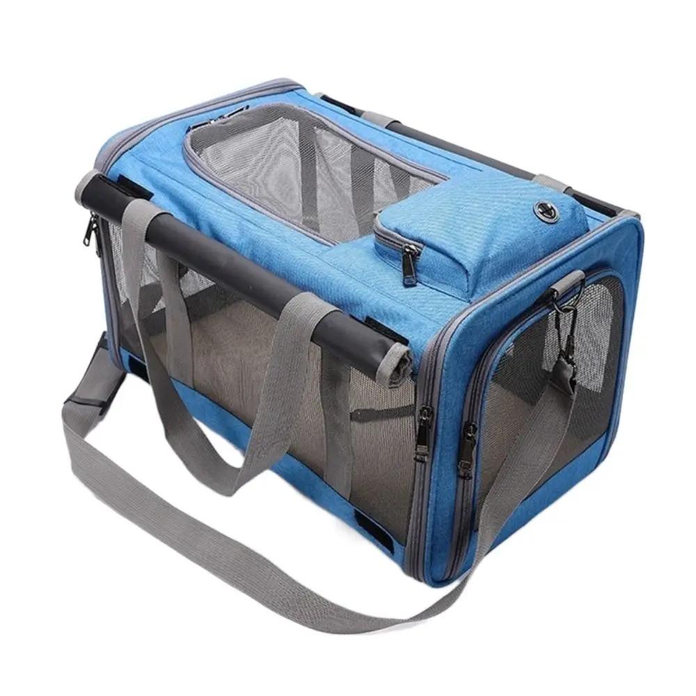 Oxford Cloth Cat Carrier Handbag Soft Sided Breathable Cat Transport Bag Large Capacity Waterproof Pet Carrier