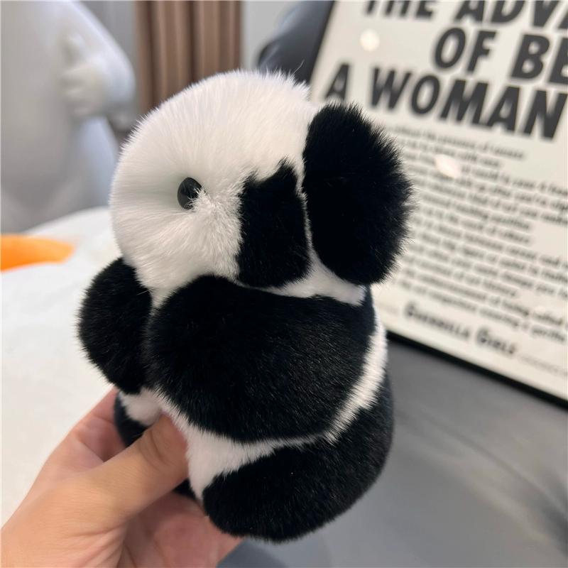 Niedliches Rexkaninchenhaar Roter Panda Auto Schlüsselanhänger Anhänger Plüschpuppe Puppe Buchtaschenanhänger Geburtstagsgeschenk