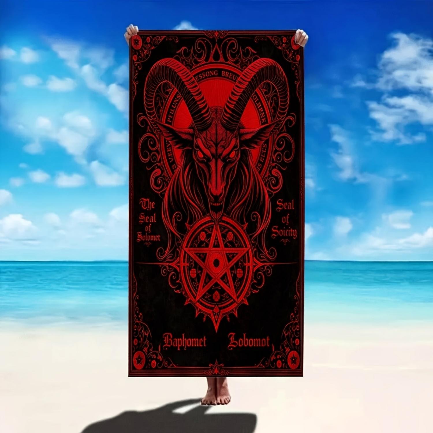 

Fashionable Baphomet and Pentagram Pattern Beach Towel,Polyester Microfiber,Machine Washable,Suitable for Sunbathing W30*H60(CM)