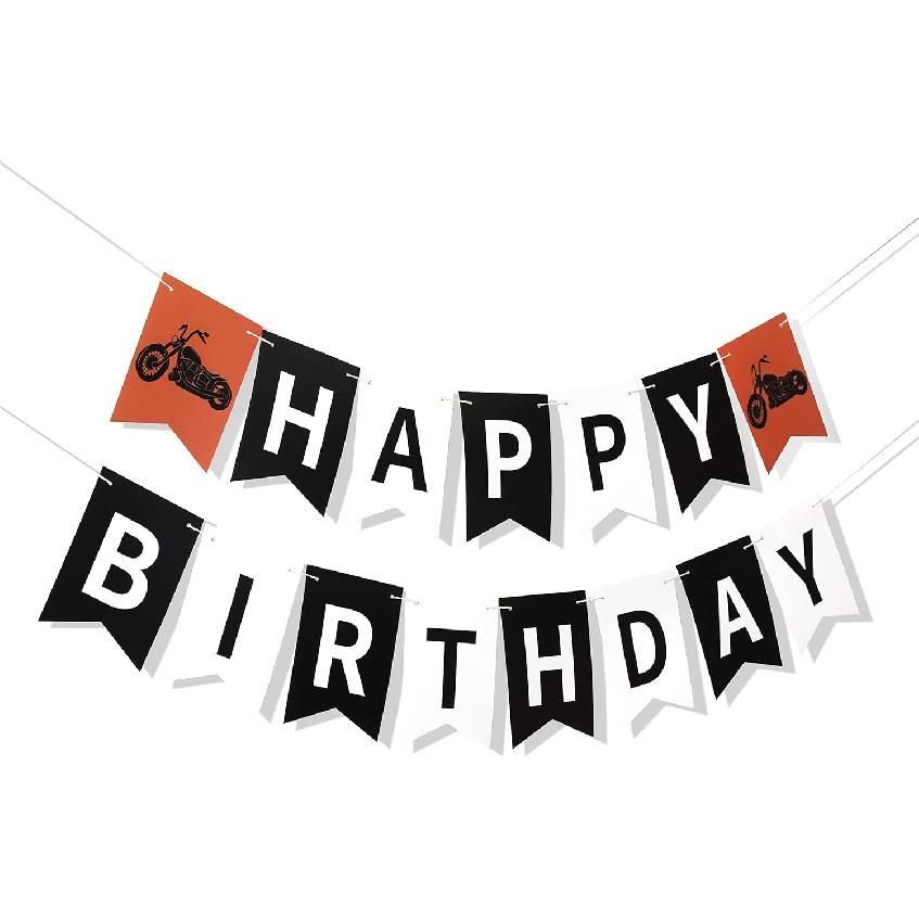 Motorcycle Birthday Banner - Harley Pired Birthday Banner, Harley Party Decor, Motorcycle Party Decor