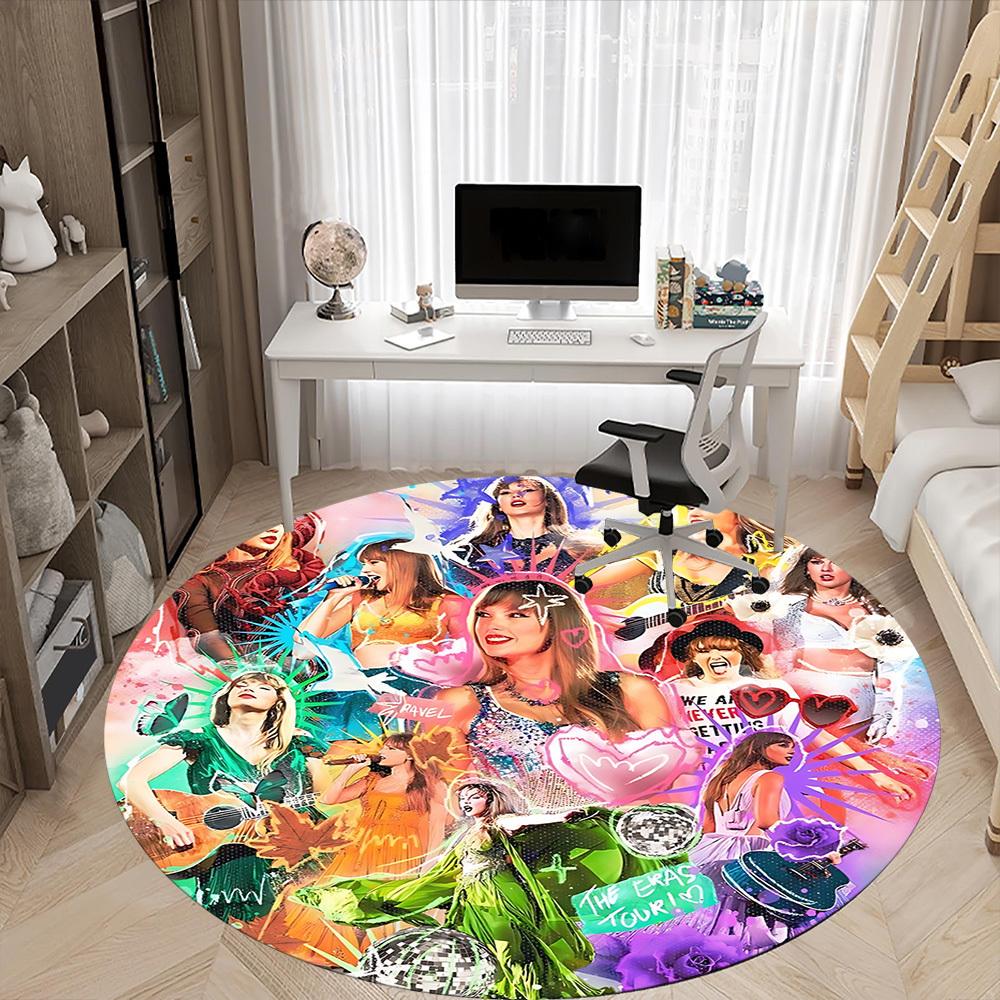 1PC Taylor Swift Office Round Rug, Non-slip, Soft and Durable Office Rug for Interior Decoration, Perfect for Office, Beautiful Decoration