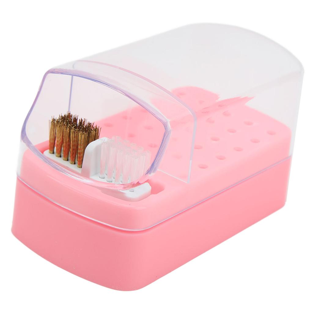 30 Holes Nail Drill Bit Holder Cleaning Brush Case Dsut Proof Stand Display Storage Manicure Tools