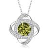 Sterling Clover Pendant Necklace With Full Crystal Zircon Adjustable Chain Women Daily Wear