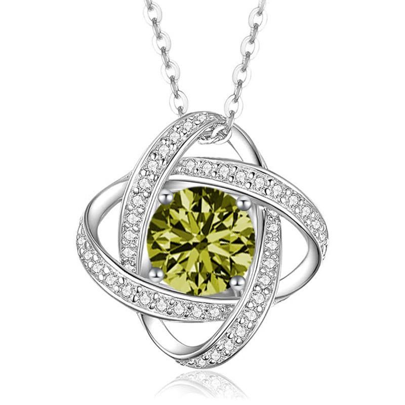 Sterling Clover Pendant Necklace With Full Crystal Zircon Adjustable Chain Women Daily Wear