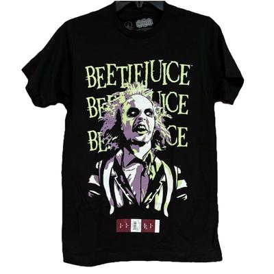 Beetlejuice Shirt Mens Small S Black Movie Graphic Tee Repeating Title Keaton Unisex T-Shirt