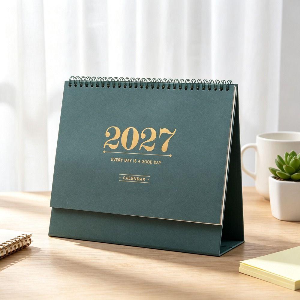 Paper 2027 Desk Calendar Spiral Binding Flip Calendar Minimalist Academic Planner Office Desk