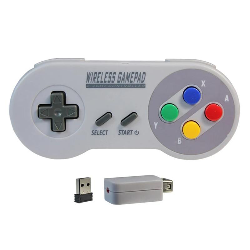 2 Reciever Game Controller Wireless Colorful Button 2.4G Gamepad Joypad Joystick Compatible for SNES Mini PC Windows NS Switch Only Controller серый
