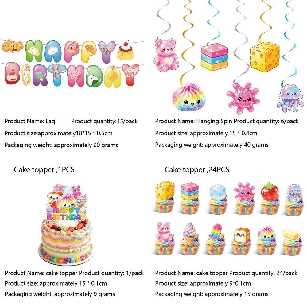 Cartoon Baozi Party Decor Set Squeeze Theme Cake Toppers New Birthday Banner Kits For Boys Girls