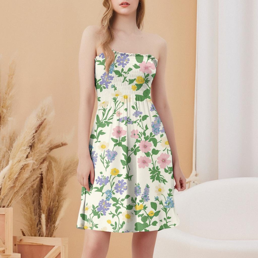 Modisches lässiges Damen-Tube-Top mit Blumendruck, ärmellos