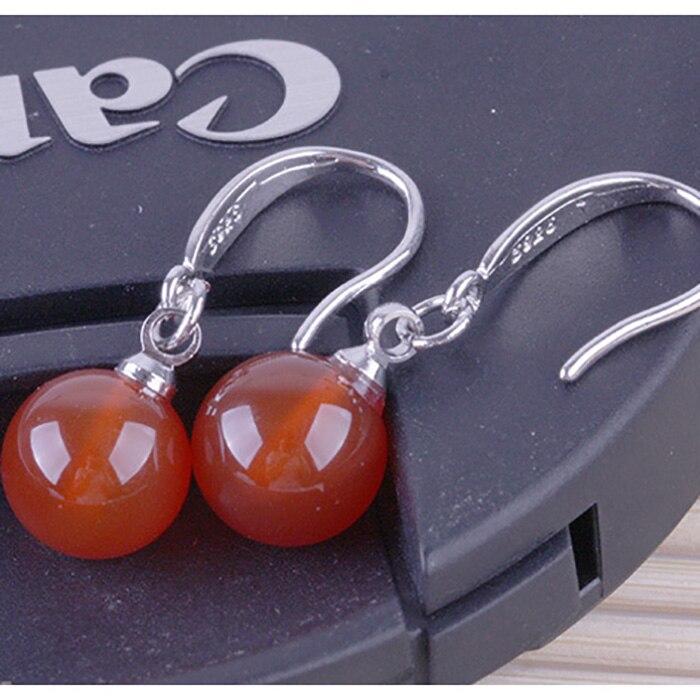 Cercei pentru femei 925 Silver Gold Plated Red Pendant Earrings 2cm Simple Fashion Gift