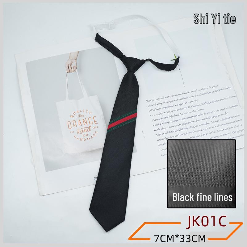 JK Women's No-Knot Black Stripe Academic Style Tie – Korean & Japanese School Uniform Accessory