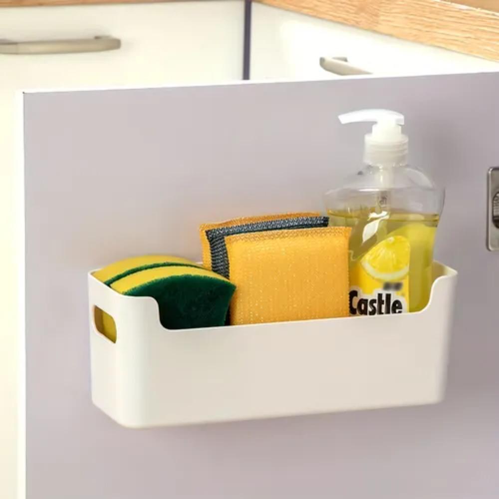 Plastic Storage Rack Adhesive Kitchen Organizer Multifunctional Wall Mounted Storage Box  Bathroom