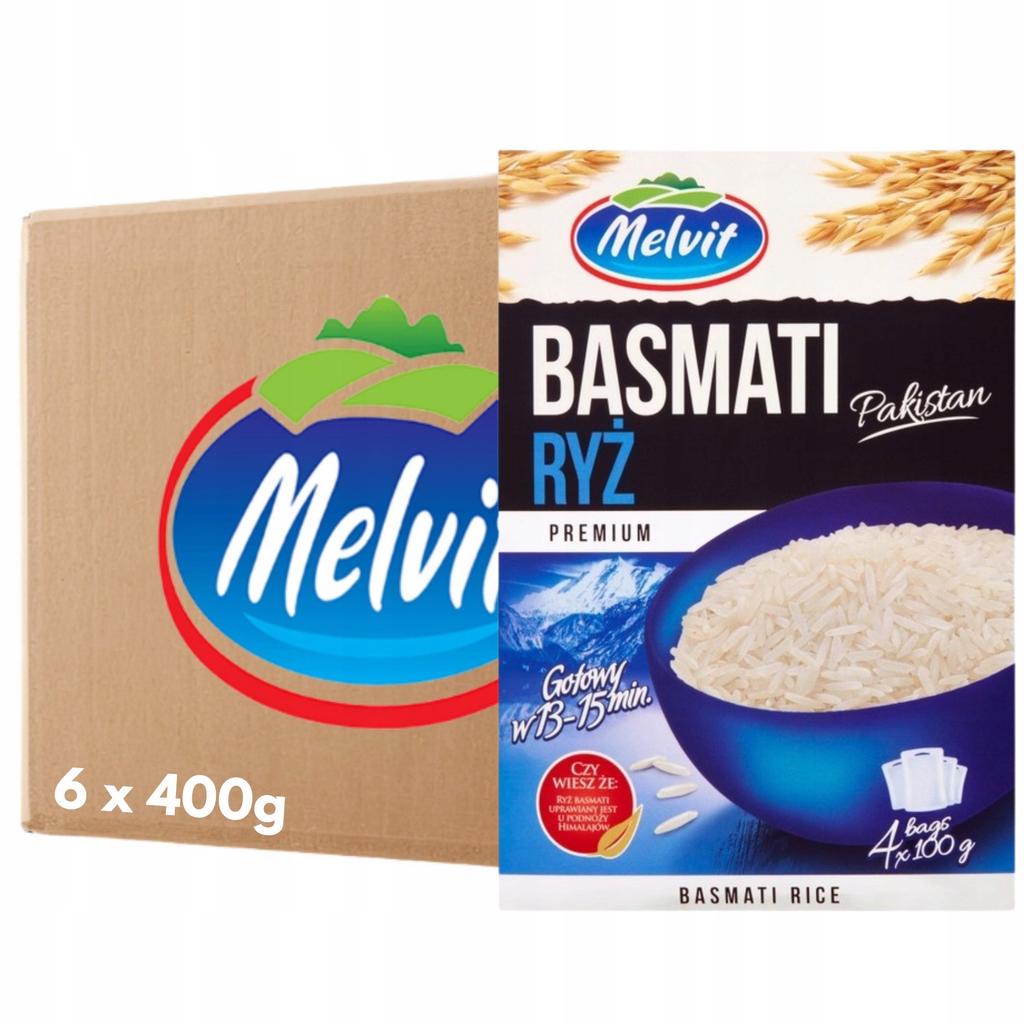 MELVIT Premium Basmati Rijst Pakistan 400 g (4 zakjes) x 6 stuks