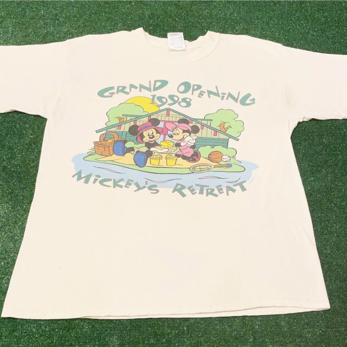 

Vintage 90s Disney Mickeys Retreat 1998 Grand Opening Shirt Mens Size L Cast Mem 3XL