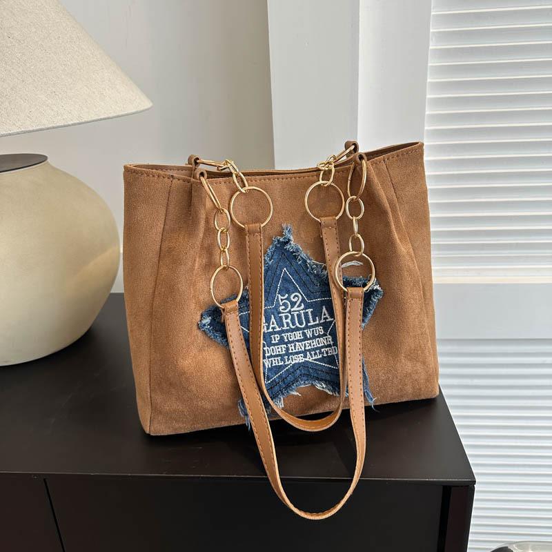 Trendy Simple Women's Shoulder Bag Spacious Tote Bag In Black White Brown Colors