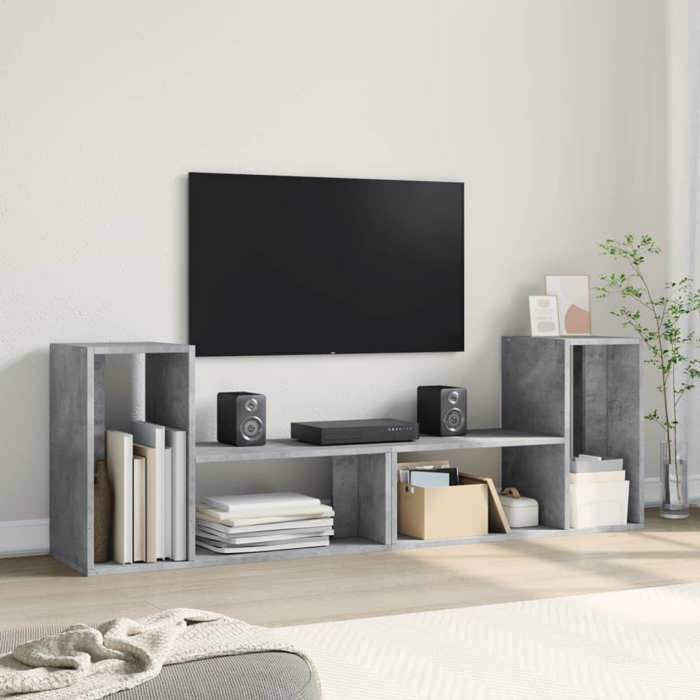 VidaXL Meubles TV 2 pcs gris béton 75x30x50 cm bois d'ingénierie, support TV, meuble multimédia, centre de divertissement, 840789