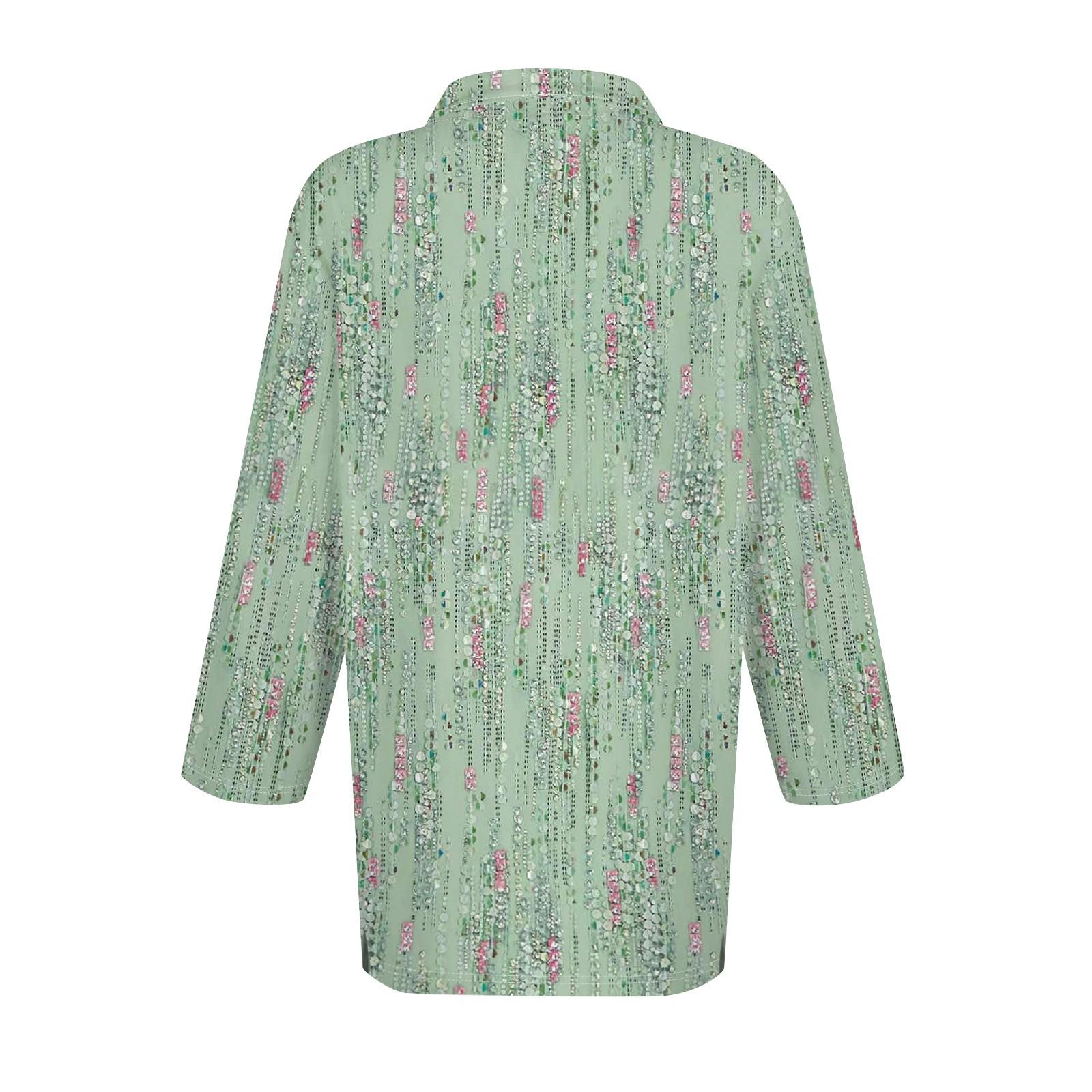 Женская модная повседневная рубашка с короткими рукавами 3/4 с лацканами и принтом — фото 4