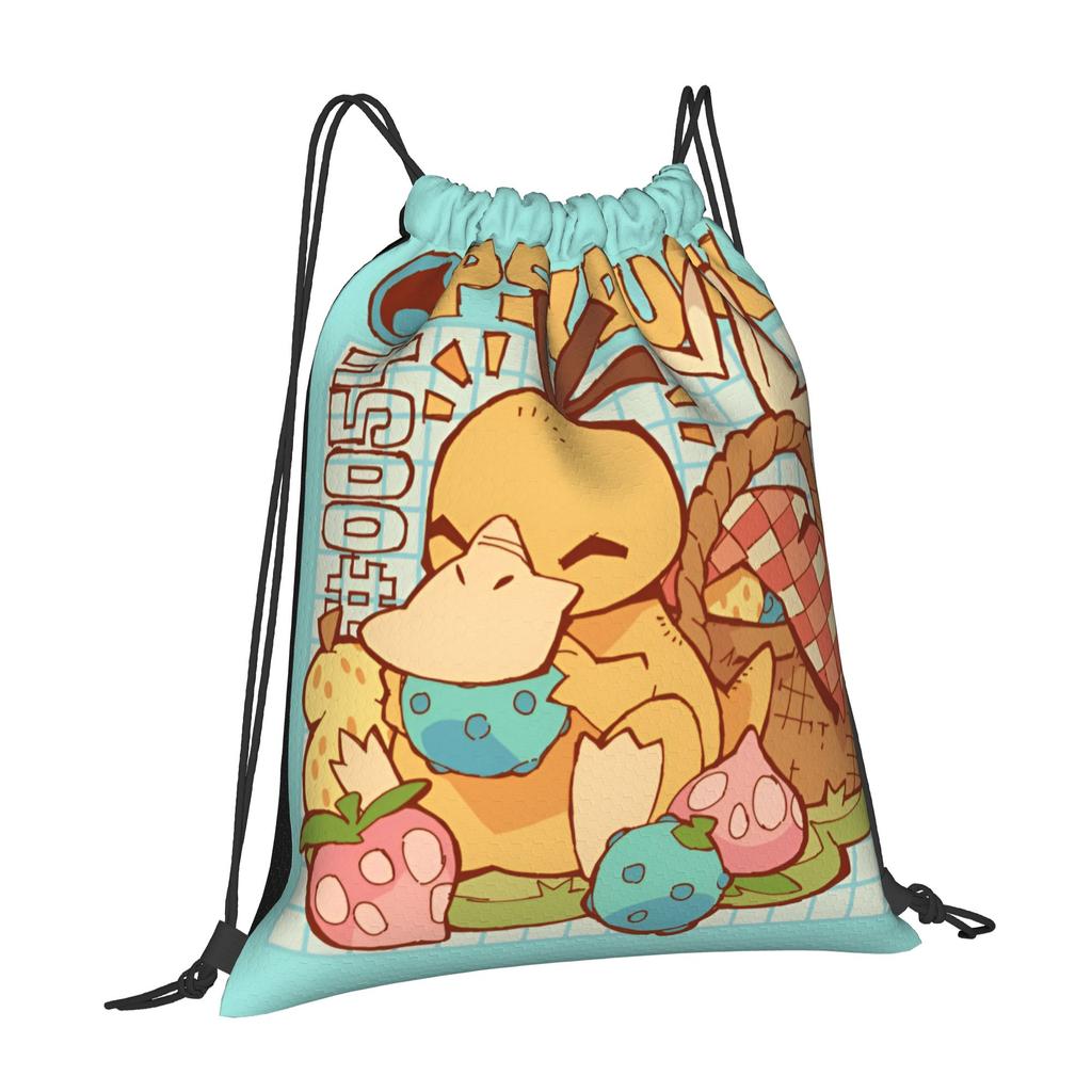 Custom P-Psyducks Drawstring Backpack Sports Gym Bag for Women Men Cartoon Shopping Sackpack