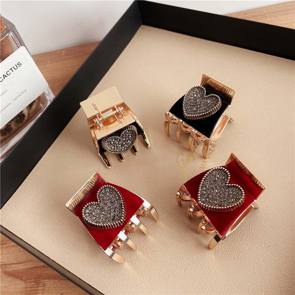 

Держатель Velvet Love Heart Mini Hair Claws Маленький зажим для волос Женская заколка для волос Корейские крабы для волос