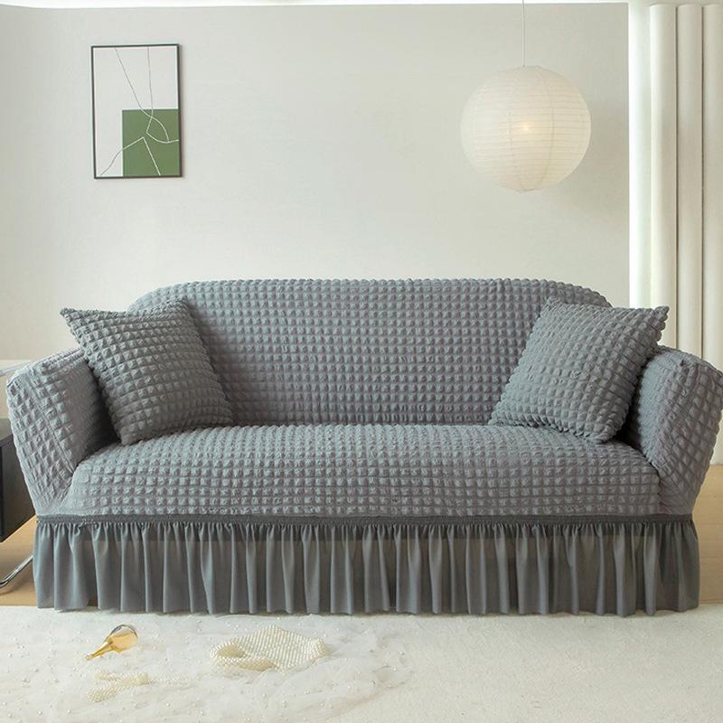 Dehnbarer Seersucker Sofabezug, Atmungsaktiv & Staubdicht; Passt auf L-förmige Dreisitzer-Chaiselongue.