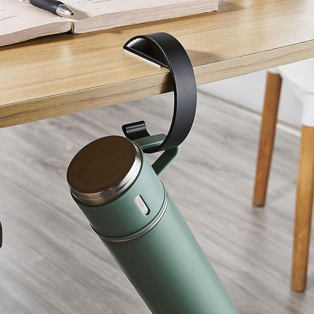 Set of 4 Office Supplies Table Hooks, Bag Hangers, Under-Cabinet Storage Hooks, Anti-Slip (Type 5 + Type E - Set of 4)